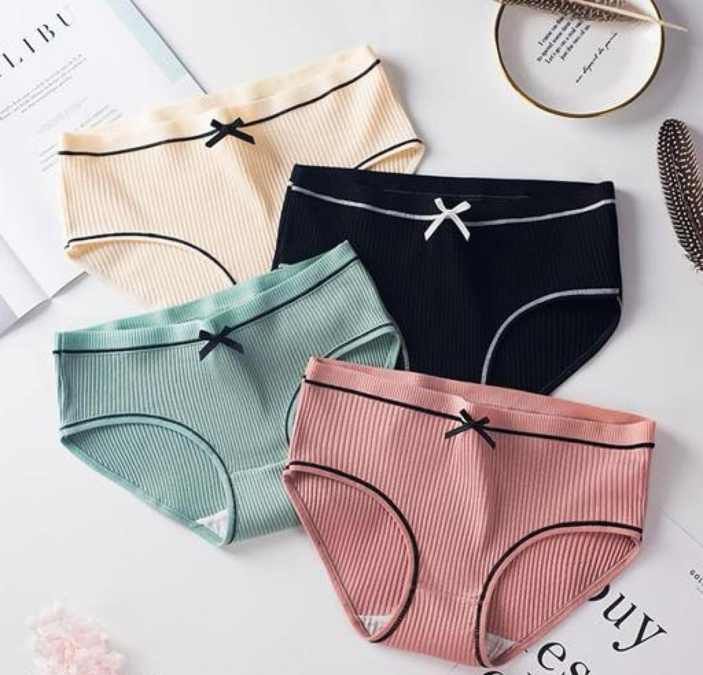 Bow String Ribbed Panty (Multi-color Pack of 4)
