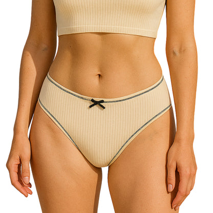 Bow String Ribbed Panty (Multi-color Pack of 4)