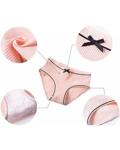 Bow String Ribbed Panty (Multi-color Pack of 4)